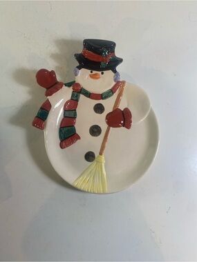 Yule Snowman Serving Plate Omnibus By Fitz & Floyd Made In Sri Lanka